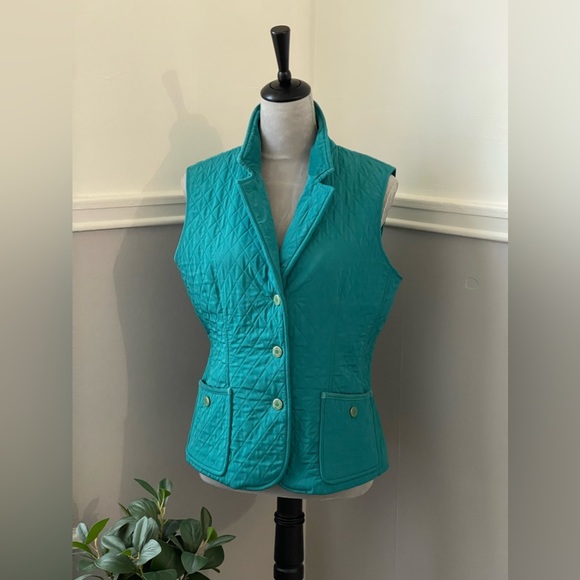 Talbots Quilted Teal Vest - Picture 2 of 11